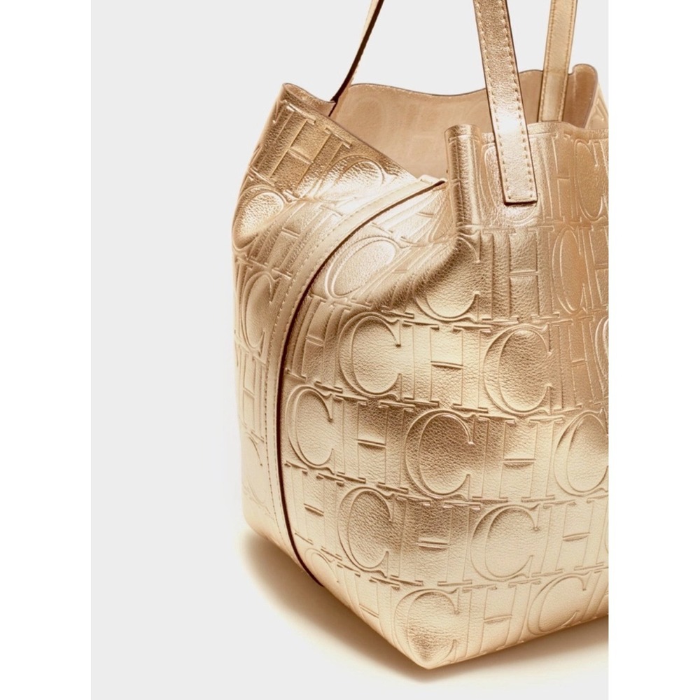 Authentic NWT gold monogram leather Carolina Herrera Matryoshka M medium handbag - Picture 6 of 12
